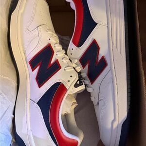New Balance 480BB Men's Sneakers in White, Navy, and Red